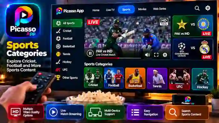 Sports Categories in Picasso App